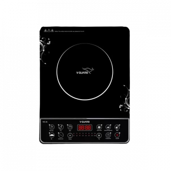 V-Guard VIC 25 Induction Cooktop | 2000 W | Electric Induction Stove with Preset Indian Menu | Temperature Control | Push button | Auto cutoff | Polished Glass