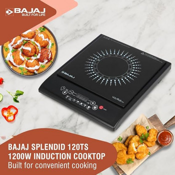 Bajaj Splendid 120TS Induction Cooktop With Tact Switch Stove | 1200 Watts | Digital Led Display | Black & White Bajaj Splendid 120TS Induction Cooktop With Tact Switch Stove | 1200 Watts | Digital Led Display | Black & White