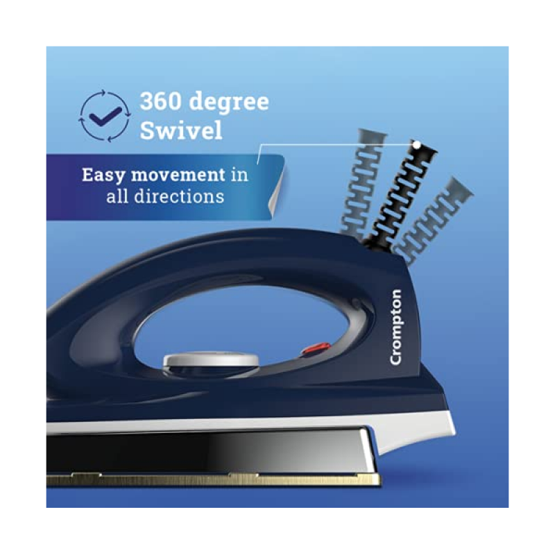 Crompton Rhino Plus weight Dry Iron| 1250 Watt | Golden American Heritage Coating | Blue Crompton Rhino Plus weight Dry Iron| 1250 Watt | Golden American Heritage Coating | Blue