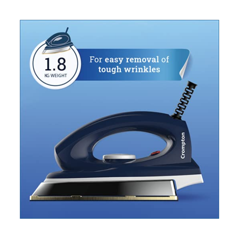 Crompton Rhino Plus weight Dry Iron| 1250 Watt | Golden American Heritage Coating | Blue Crompton Rhino Plus weight Dry Iron| 1250 Watt | Golden American Heritage Coating | Blue