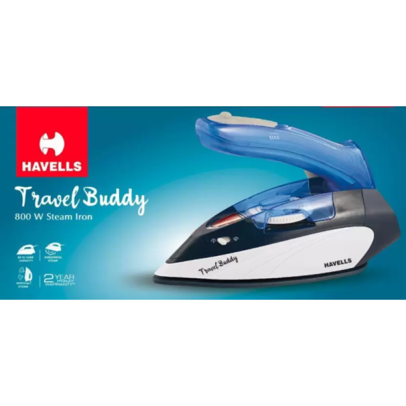 Havells Plastic Travel Buddy Steam Iron | 800 Watt Havells Plastic Travel Buddy Steam Iron | 800 Watt