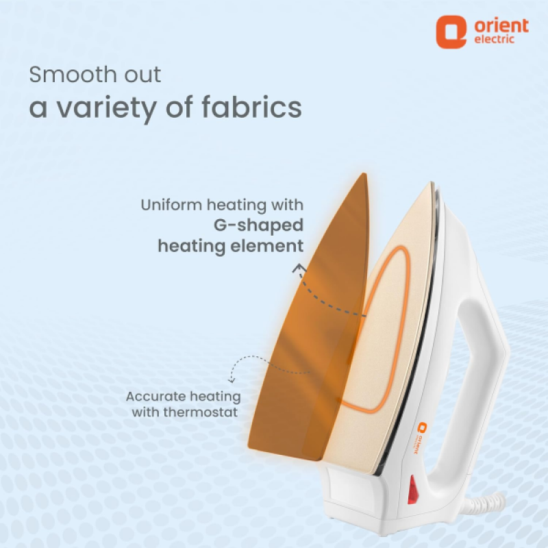 Orient Electric FabriSmooth Dry Iron | 1000 W | White Orient Electric FabriSmooth Dry Iron | 1000 W | White
