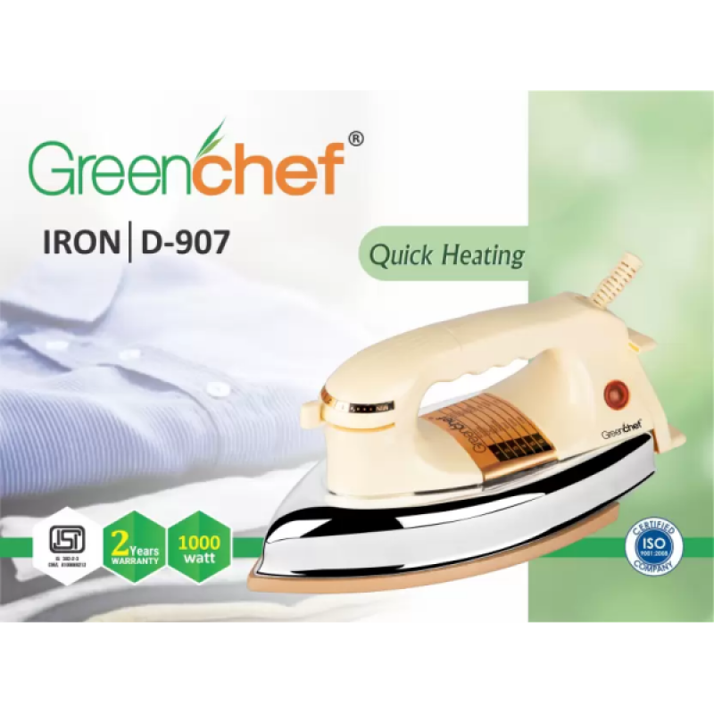 Greenchef Quick Heating Dry Iron | 1000 W | D - 907 Greenchef Quick Heating Dry Iron | 1000 W | D - 907