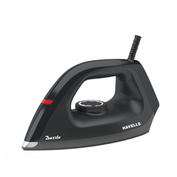 Havells Dry Iron Dazzle | 1100W | Press German Technology Non Sick Coated Sole Plate | Black