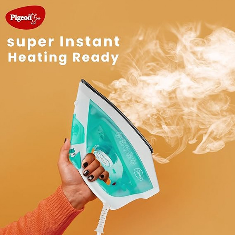 Pigeon Aluminum By Stovekraft Steam Iron Velvet |1600 Watts | Spray | Green Pigeon Aluminum By Stovekraft Steam Iron Velvet |1600 Watts | Spray | Green