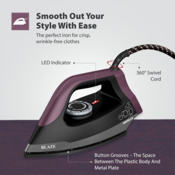 Havells Blaze Heavy Weight Dry Iron | 1250 W | Black