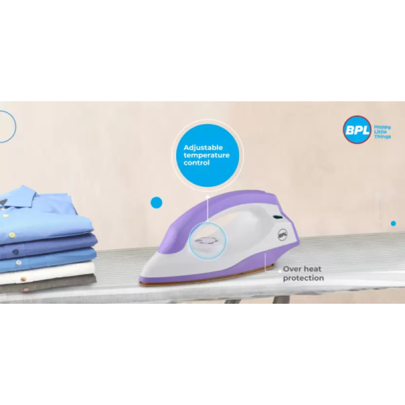 BPL Dry Iron | 1000 W | Purple & White | BDIS0041 BPL Dry Iron | 1000 W | Purple & White | BDIS0041