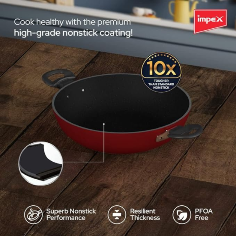 Impex Non Stick Aluminium Kadai Pan | IKP-2465 Impex Non Stick Aluminium Kadai Pan | IKP-2465