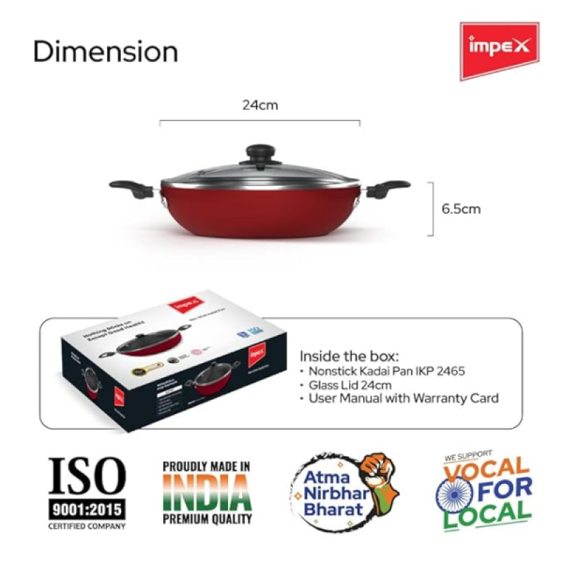 Impex Non Stick Aluminium Kadai Pan | IKP-2465 Impex Non Stick Aluminium Kadai Pan | IKP-2465