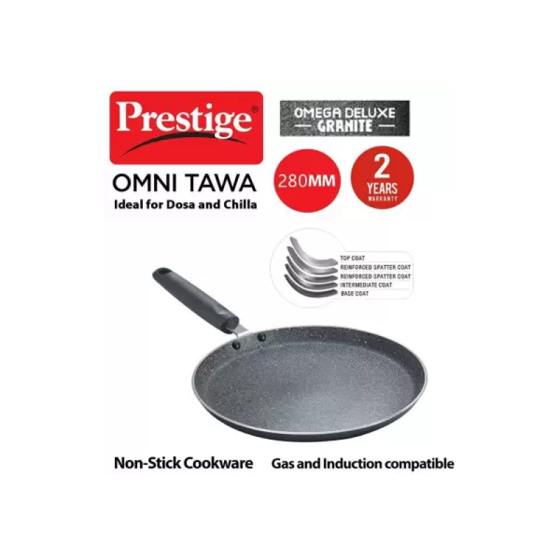 PRESTIGE | GRANITE OMNI | 280MM | 36302 TAWA PAN PRESTIGE | GRANITE OMNI | 280MM | 36302 TAWA PAN