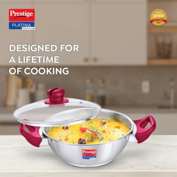 Prestige Platina Popular Stainless Steel Gas & Induction Compatible Kadhai Prestige Platina Popular Stainless Steel Gas & Induction Compatible Kadhai