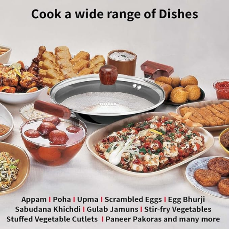 Hawkins Futura Appachatty | Breakfast Pan | Small Kadhai with Glass Lid | 0.9 L | NBFP09G Hawkins Futura Appachatty | Breakfast Pan | Small Kadhai with Glass Lid | 0.9 L | NBFP09G
