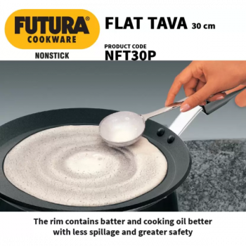 Hawkins Non Stick Flat Tawa | NFT30P | 30 cm | Plastic Handle