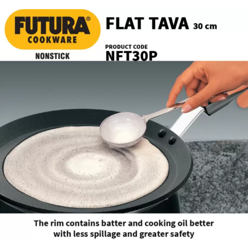 Hawkins Non Stick Flat Tawa | NFT30P | 30 cm | Plastic Handle Hawkins Non Stick Flat Tawa | NFT30P | 30 cm | Plastic Handle