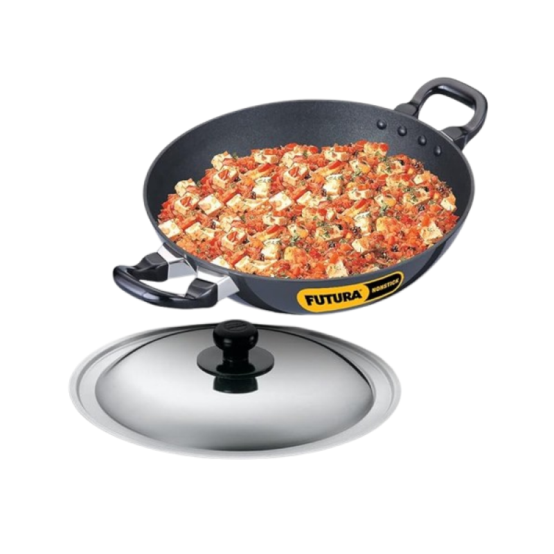 Hawkins Futura Nonstick Kadhai | 2.5 L | 26 cm | SS lid | Black Hawkins Futura Nonstick Kadhai | 2.5 L | 26 cm | SS lid | Black