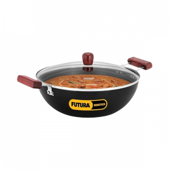Hawkins Futura Deep Kadhai | Non Stick Kadai with Glass Lid | Flat Bottom Induction Kadhai | 5 L | INK50G