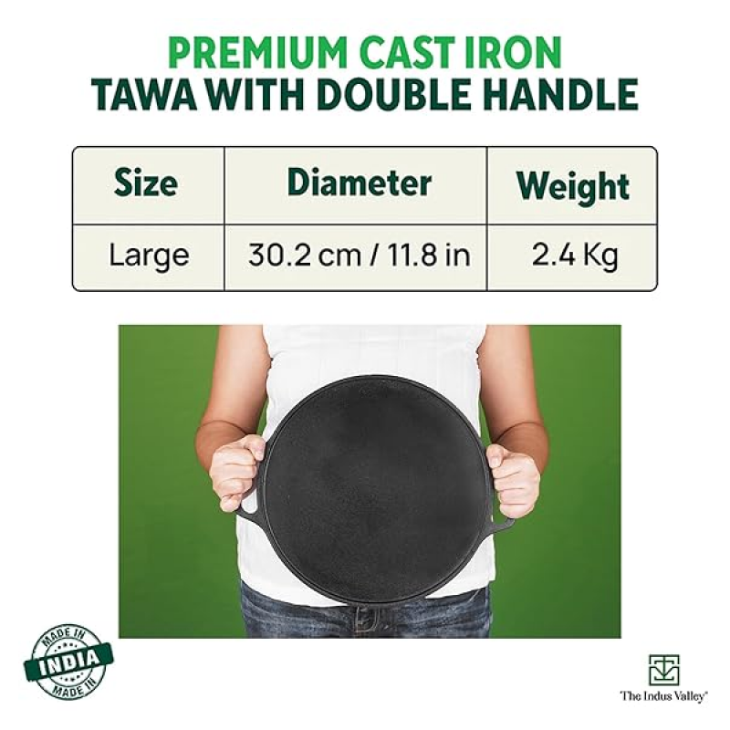 The Indus Valley Cast Iron Double Handle Tawa | 12 Inch The Indus Valley Cast Iron Double Handle Tawa | 12 Inch