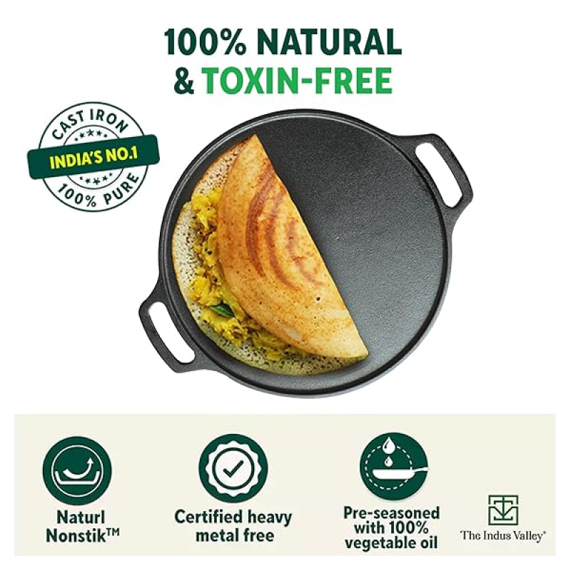 The Indus Valley Cast Iron Double Handle Tawa | 12 Inch The Indus Valley Cast Iron Double Handle Tawa | 12 Inch