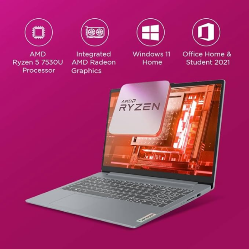 Lenovo IdeaPad Slim 3 Thin and Light Laptop | Ryzen 5 7530U | 8GB | 512GB SSD | Integrated AMD Radeon Graphics | Grey | 82XM00G1IN Lenovo IdeaPad Slim 3 Thin and Light Laptop | Ryzen 5 7530U | 8GB | 512GB SSD | Integrated AMD Radeon Graphics | Grey | 82XM00G1IN