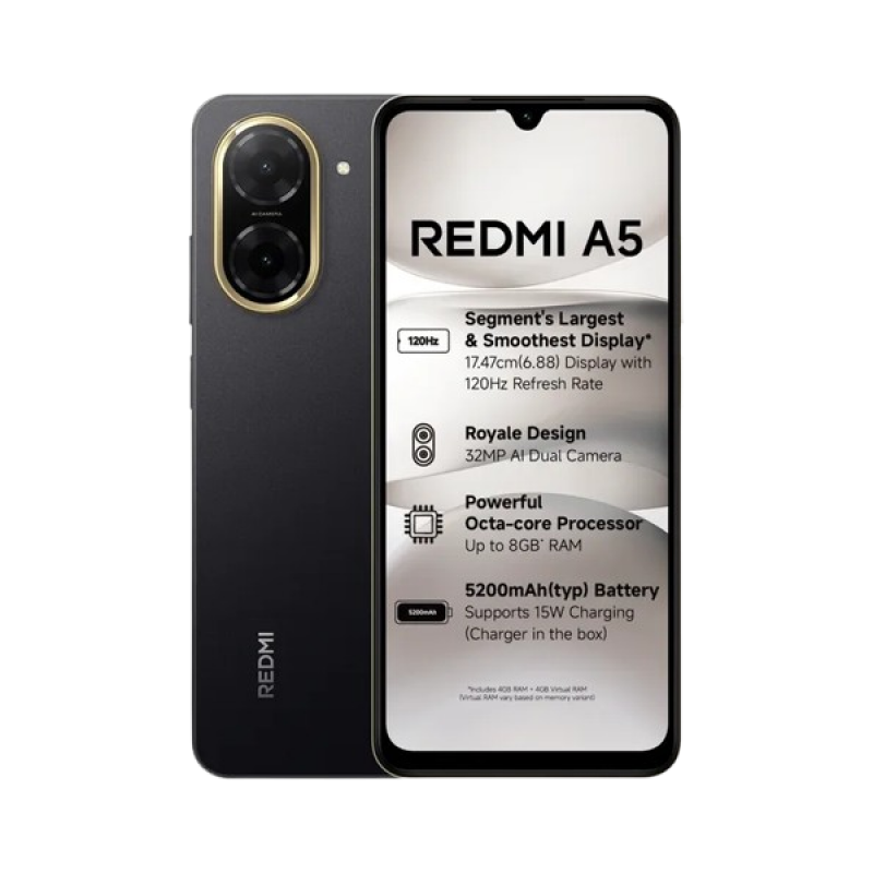 Redmi A5 4G | 4GB | 128GB | Just Black Redmi A5 4G | 4GB | 128GB | Just Black