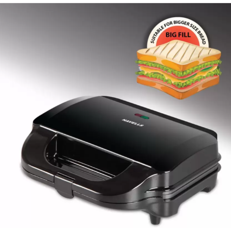 HAVELLS Big Fill Multi Grill 2 Slice Sandwich Maker | 900 W | Black HAVELLS Big Fill Multi Grill 2 Slice Sandwich Maker | 900 W | Black