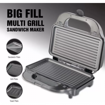 HAVELLS Big Fill Multi Grill 2 Slice Sandwich Maker | 900 W | Black