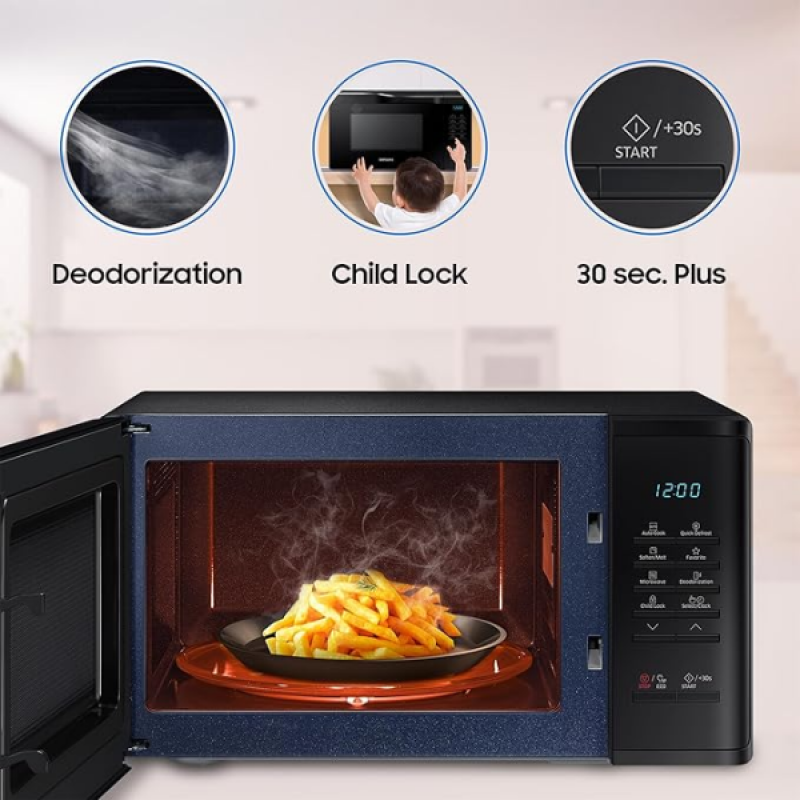 Samsung Solo Microwave Oven | 23 L | Auto Cook Programs | Deodorization Ceramic Enamel Cavity | Black | MS23A3513AK/TL Samsung Solo Microwave Oven | 23 L | Auto Cook Programs | Deodorization Ceramic Enamel Cavity | Black | MS23A3513AK/TL