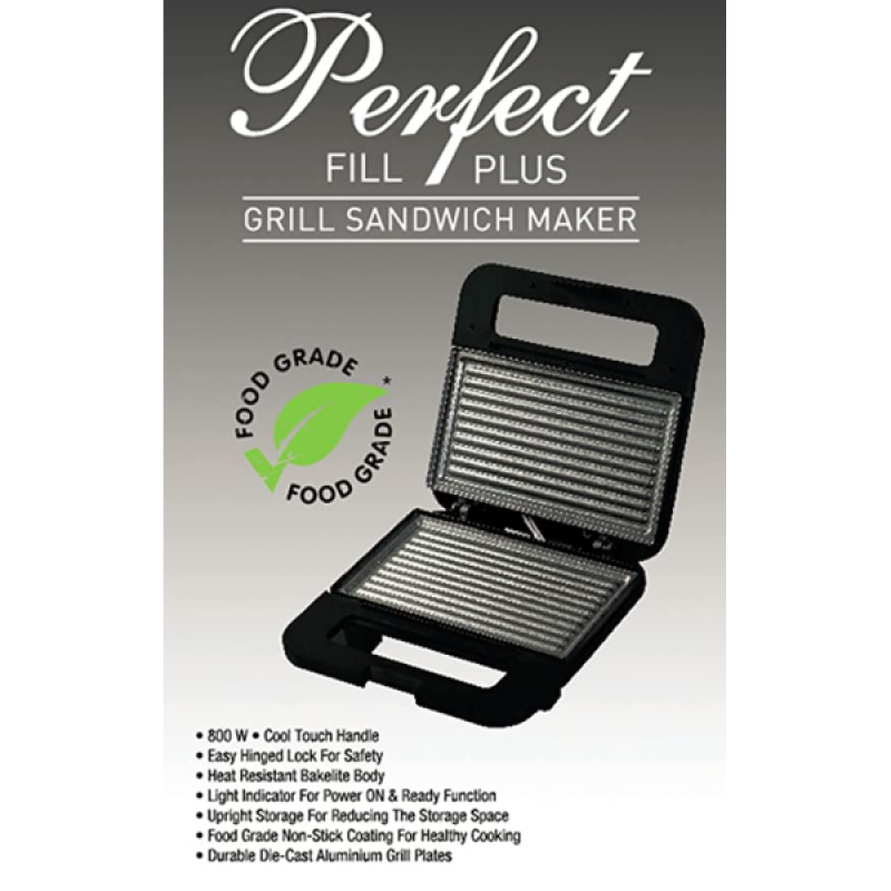 Havells Perfect Fill Plus 2 Slice Grill Sandwich Maker | 800 W | Black Havells Perfect Fill Plus 2 Slice Grill Sandwich Maker | 800 W | Black