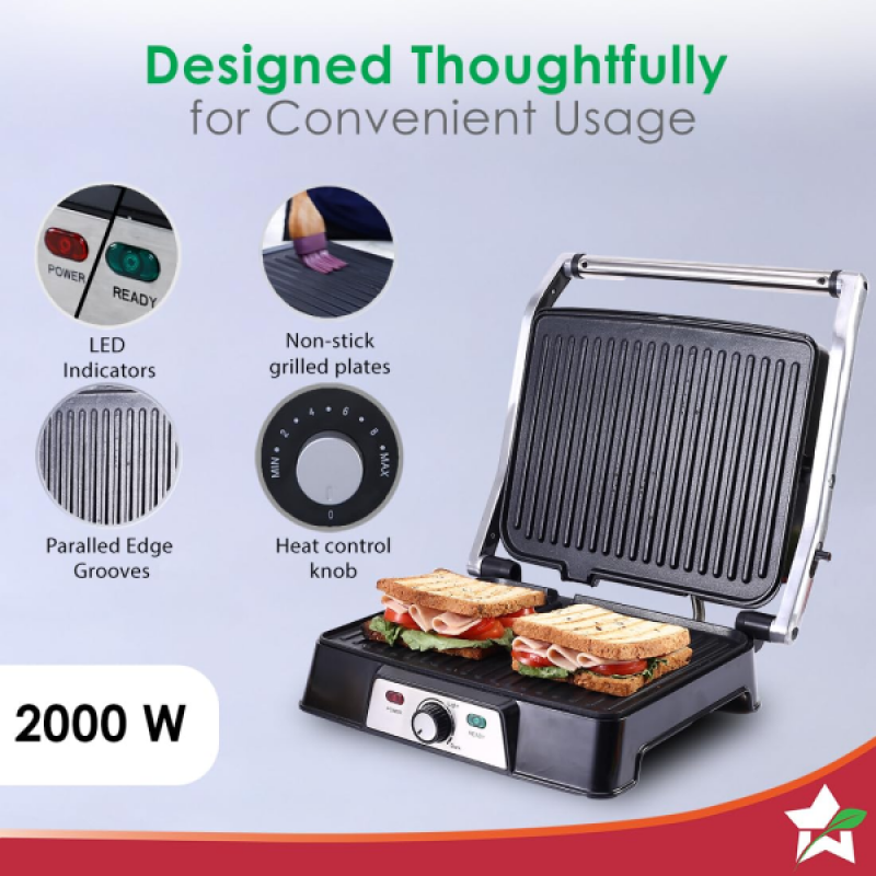 Wonderchef Sanjeev Kapoor Tandoor Professional Sandwich Maker | 2000 W | Black And Silver | WC SKT Wonderchef Sanjeev Kapoor Tandoor Professional Sandwich Maker | 2000 W | Black And Silver | WC SKT