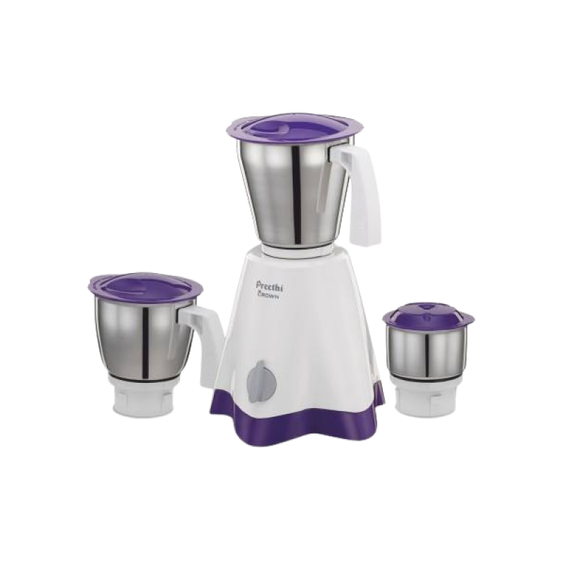 Preethi Crown MG-205 500 W Mixer Grinder with 3 Jars | White/Purple Preethi Crown MG-205 500 W Mixer Grinder with 3 Jars | White/Purple