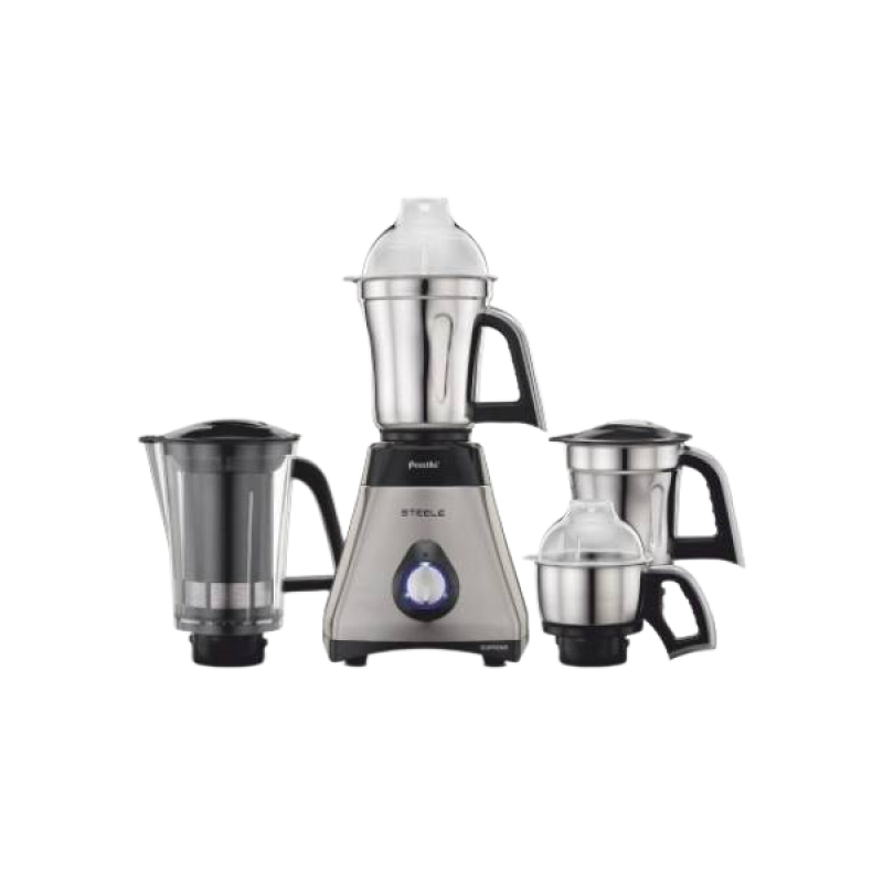 Preethi Steel Supreme Mixer Grinder | 750 W | 4 Jars | Silver Black | MG-208 Preethi Steel Supreme Mixer Grinder | 750 W | 4 Jars | Silver Black | MG-208