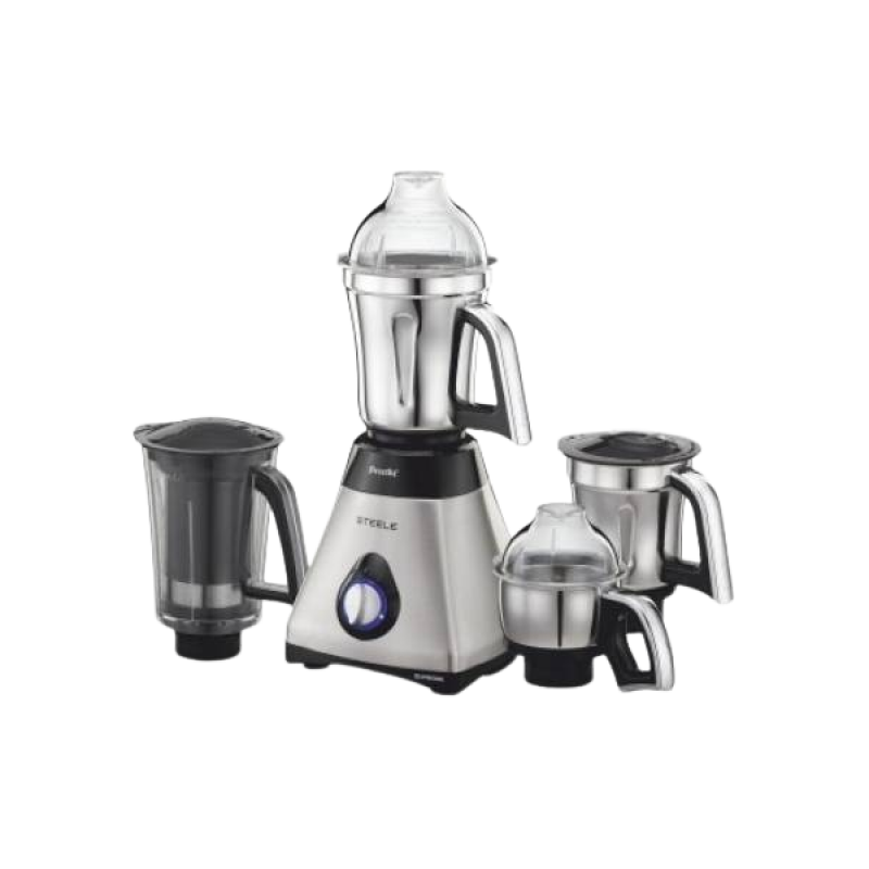 Preethi Steel Supreme Mixer Grinder | 750 W | 4 Jars | Silver Black | MG-208 Preethi Steel Supreme Mixer Grinder | 750 W | 4 Jars | Silver Black | MG-208