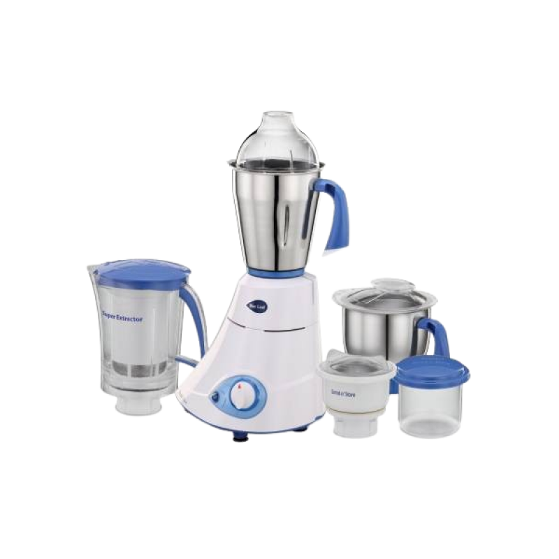 Preethi Blue Leaf Mixer Grinder | 750 W | 4 Jars | White and Blue | MG139