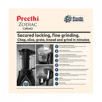 Preethi Zodiac Cosmo MG 236 750 Juicer Mixer Grinder | 5 Jars | Black