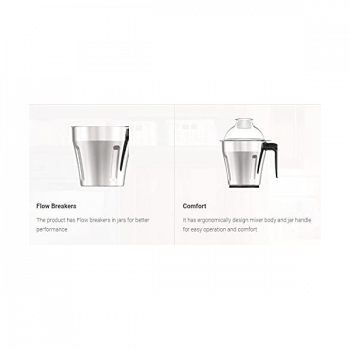 Havells Hydro 750 watt Mixer Grinder with 3 Wider mouth Stainless Steel Jar | Black