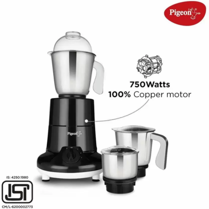 Pigeon Especial Mixer Grinder | 750 W | 3 Jars | Grey Pigeon Especial Mixer Grinder | 750 W | 3 Jars | Grey