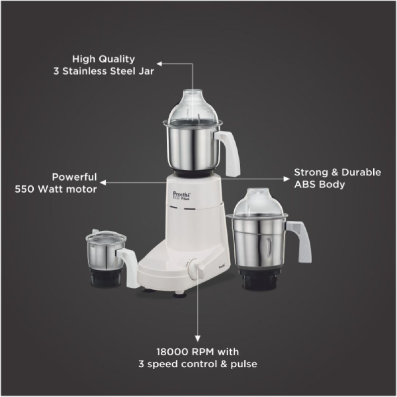 Preethi Eco Plus Mixer Grinder | MG 138 | 110V | 550 Watt Preethi Eco Plus Mixer Grinder | MG 138 | 110V | 550 Watt