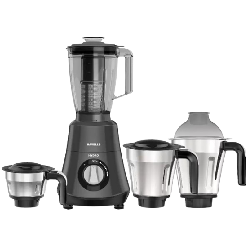 HAVELLS HYDRO Mixer Grinder | 750 W | 4 Jars | Black HAVELLS HYDRO Mixer Grinder | 750 W | 4 Jars | Black