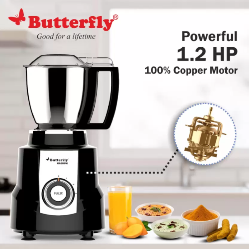 Butterfly Magnum 1.2 HP Mixer Grinder | 4 Jars | 900 Watts | Black Butterfly Magnum 1.2 HP Mixer Grinder | 4 Jars | 900 Watts | Black