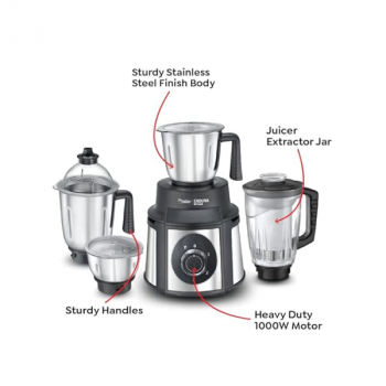 Prestige Endura Juicer Mixer Grinder | 1000 Watts | 4 Jars | Black & Silver Prestige Endura Juicer Mixer Grinder | 1000 Watts | 4 Jars | Black & Silver