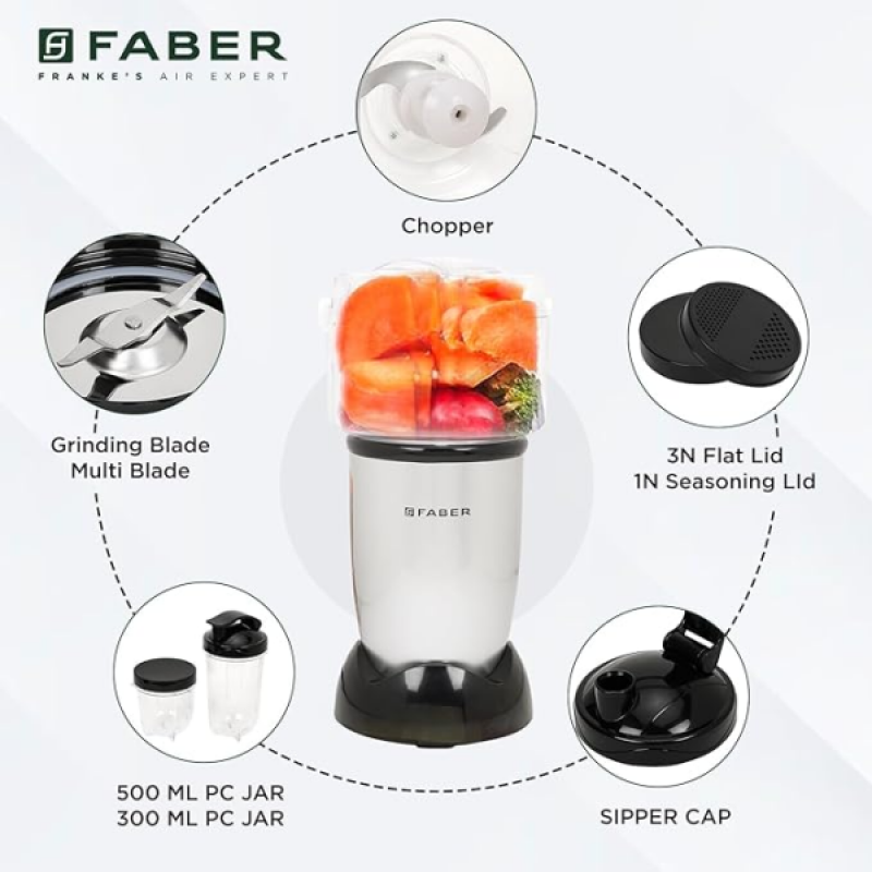 Faber 3-In-1 Sportz Blender | Chopping Jar, Smoothie & Grinding Jar Faber 3-In-1 Sportz Blender | Chopping Jar, Smoothie & Grinding Jar