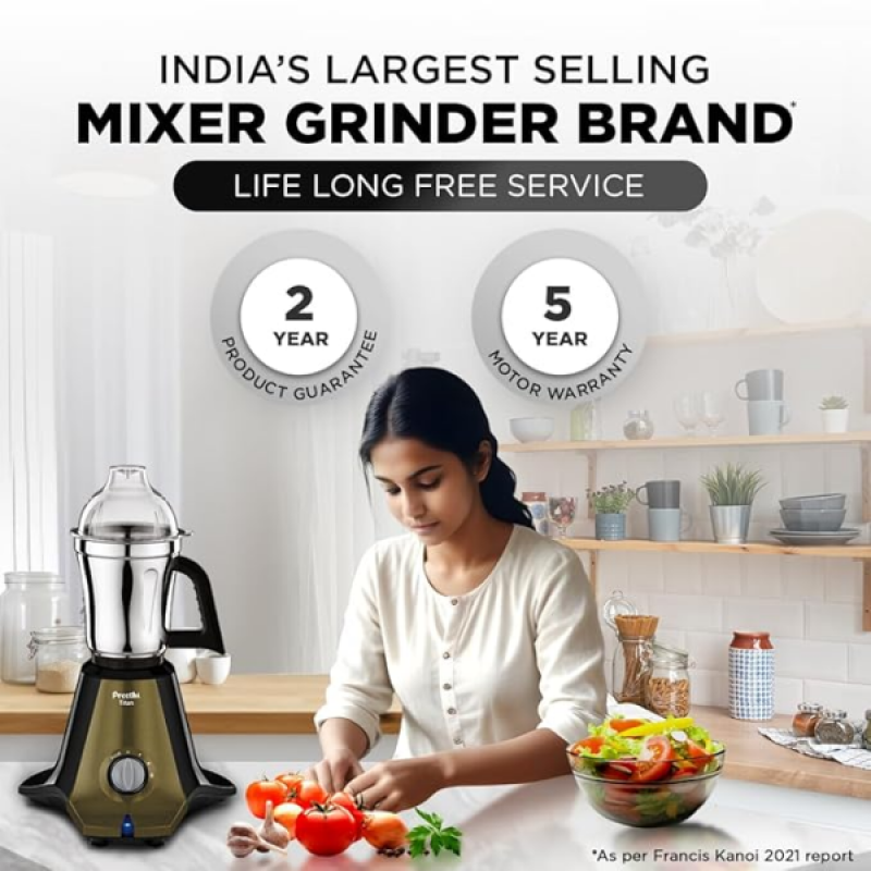 Preethi Titan Mixer Grinder | 3 Jars | 1000W | Black | MG-283 Preethi Titan Mixer Grinder | 3 Jars | 1000W | Black | MG-283