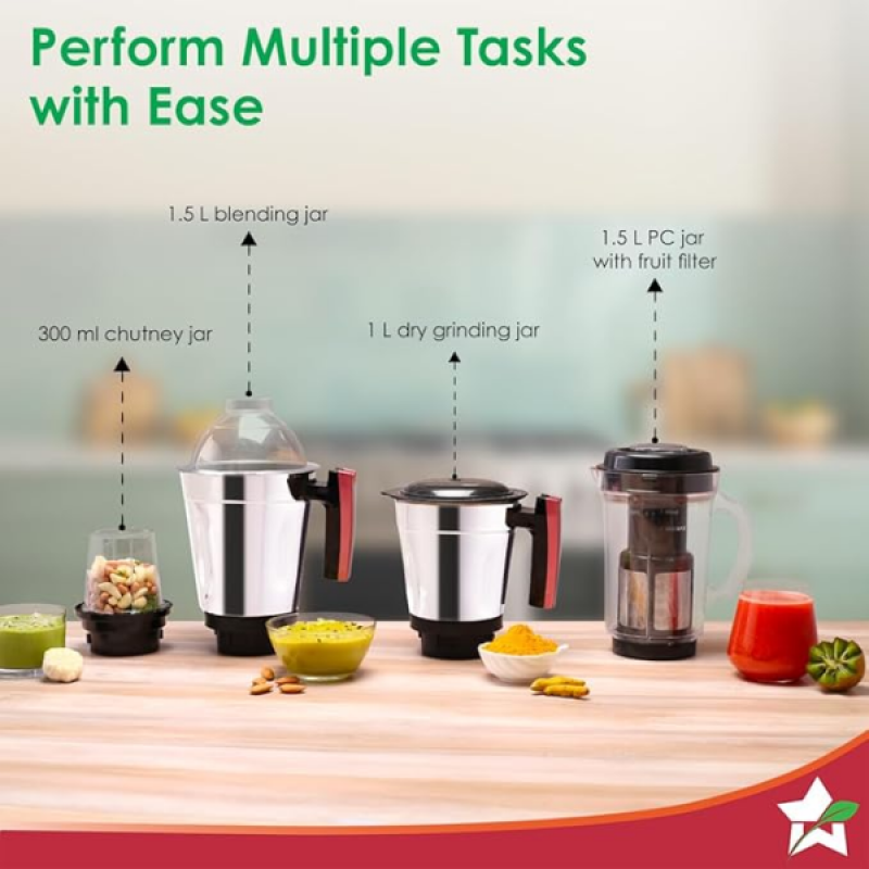 Wonderchef Select Mixer Grinder | 750W | 4 Jar | Black Wonderchef Select Mixer Grinder | 750W | 4 Jar | Black