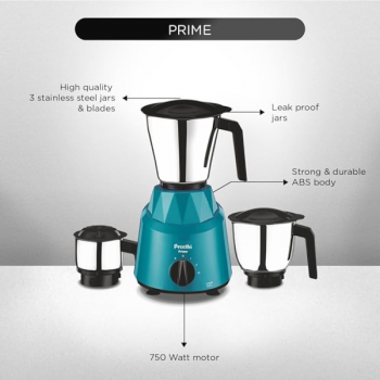 Preethi Prime Mixer Grinder | 3 Jars | 750 Watt I Green | MG-286 Preethi Prime Mixer Grinder | 3 Jars | 750 Watt I Green | MG-286