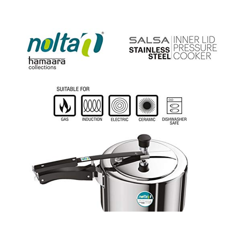 Nolta Stainless Steel Inner Lid Pressure Cooker | Salsa | 3 Ltr | Silver Nolta Stainless Steel Inner Lid Pressure Cooker | Salsa | 3 Ltr | Silver