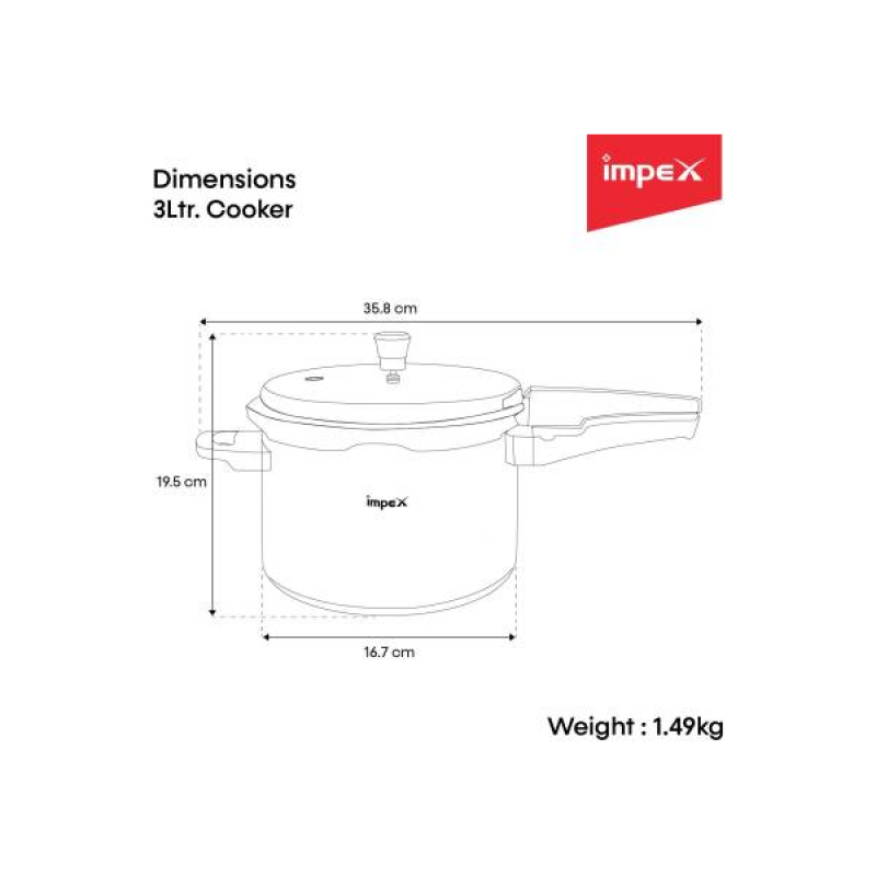 Impex EP Induction Base Pressure Cooker | Stainless Steel Impex EP Induction Base Pressure Cooker | Stainless Steel