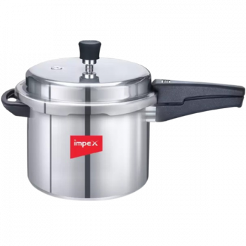 IMPEX Norma | Non-Induction Base Outer Lid Aluminium | 5 L Pressure Cooker | Aluminium | Silver