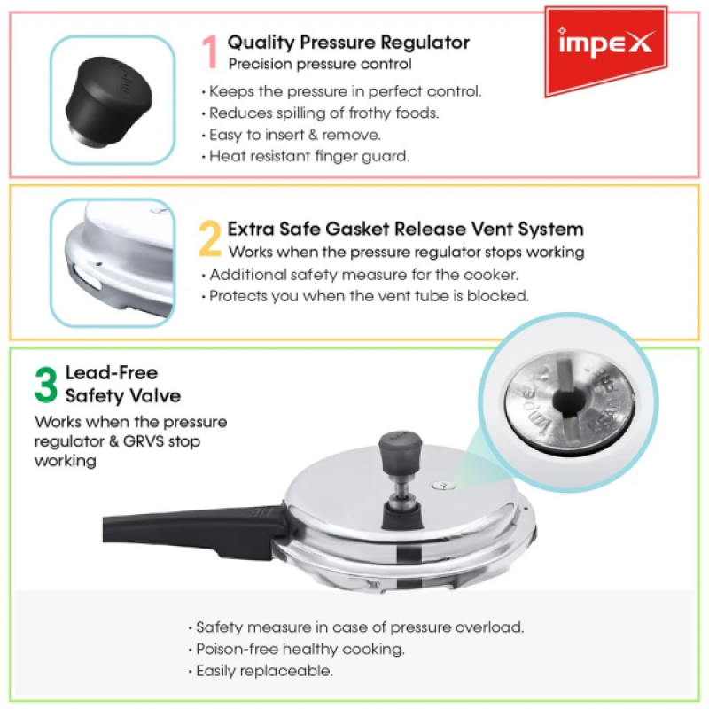 Impex Pressure Cooker | Eco 7 | 7 Litre | Aluminium Impex Pressure Cooker | Eco 7 | 7 Litre | Aluminium