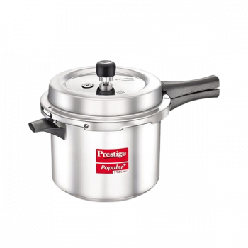 Prestige Popular Plus Svachh | 5 L | Virgin Aluminium Spillage Control Outer Lid Pressure Cooker | Silver | 10173