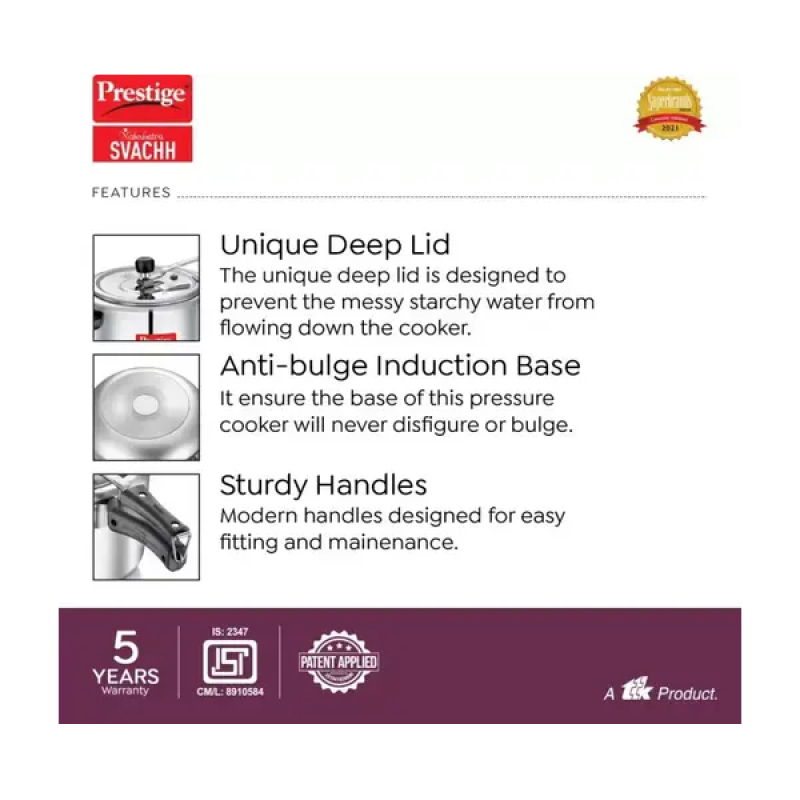 Prestige Nakshatra Svachh Pressure Cooker | 8 L Prestige Nakshatra Svachh Pressure Cooker | 8 L